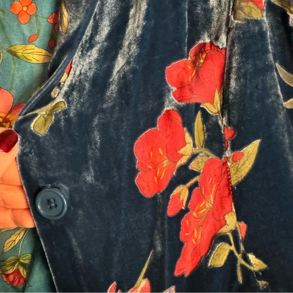 Johnny Was silk floral blazer jacket top - Picture 2 of 10